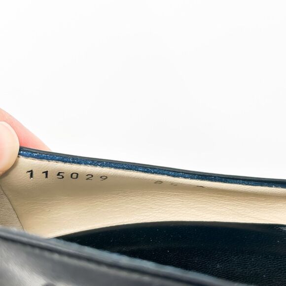 Gucci Interlocking GG Pointed Toe Black Leather Heels Pumps Size 8.5 - Picture 14 of 16